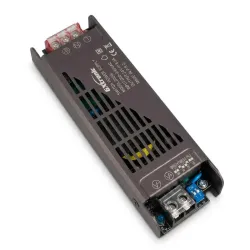 Alimentatore LED 24V 150W GXtronic IP20 con morsetti di uscita e feritoie di ventilazione in alluminio