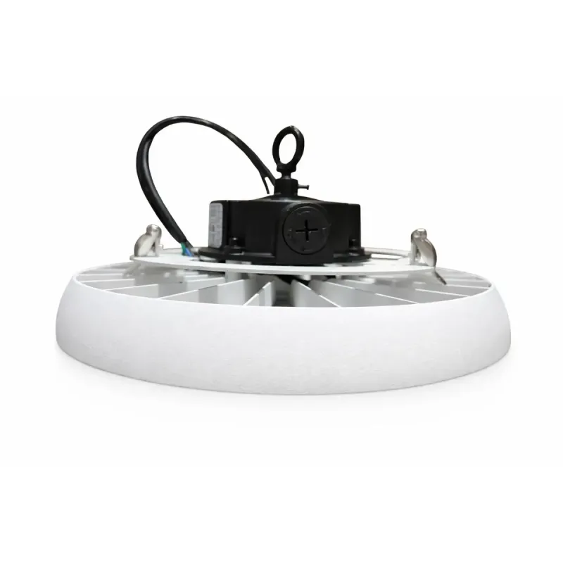 Vista laterale rialzata campana LED UFO incasso con driver e cavo di collegamento