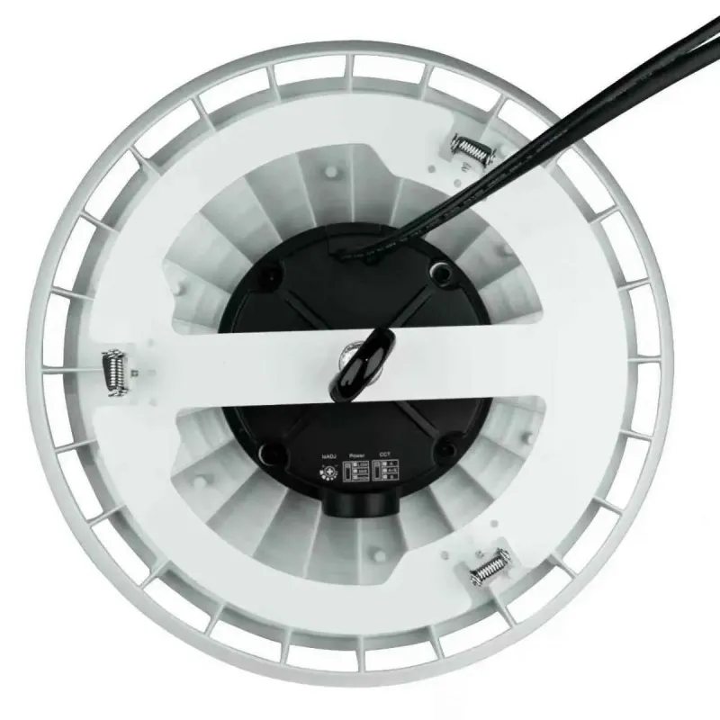 Vista traseira campânula LED UFO encastrável com clips radiais de fixação