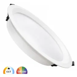 Downlight LED 40W round recessed Philips CertaDrive selectable CCT UGR17 CRI90 IP54 indoor