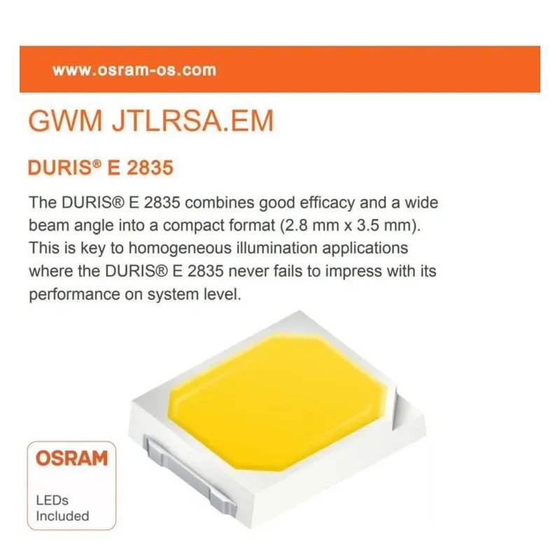 Technical card OSRAM DURIS E 2835 chip with high luminous efficacy for 18W LED slim panel