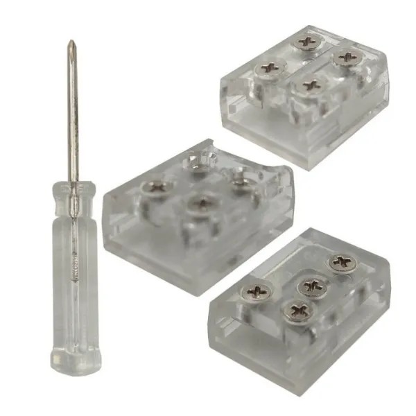 LED strip accessories: connectors, caps and silicone glue for professional installation