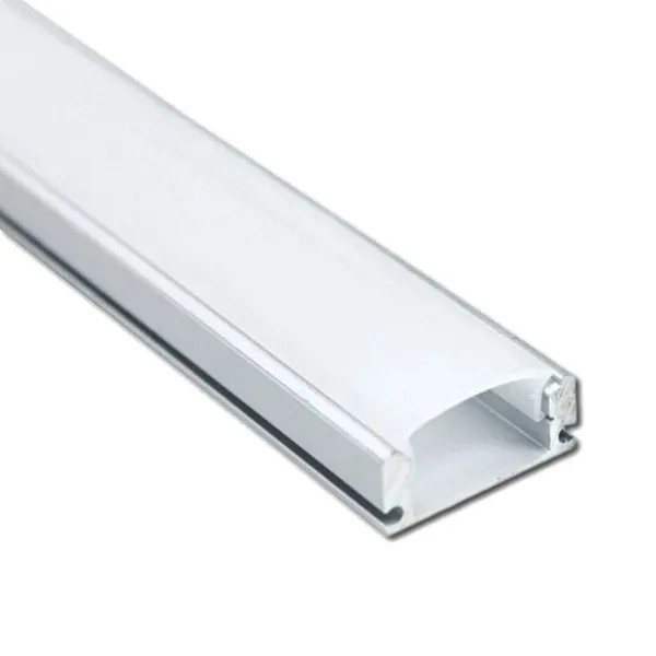 Aluminium profiles for LED strips: surface, recessed and angular with opal or transparent diffuser